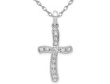 1/8 Carat (ctw) Diamond Cross Pendant Necklace in 14K White Gold with Chain